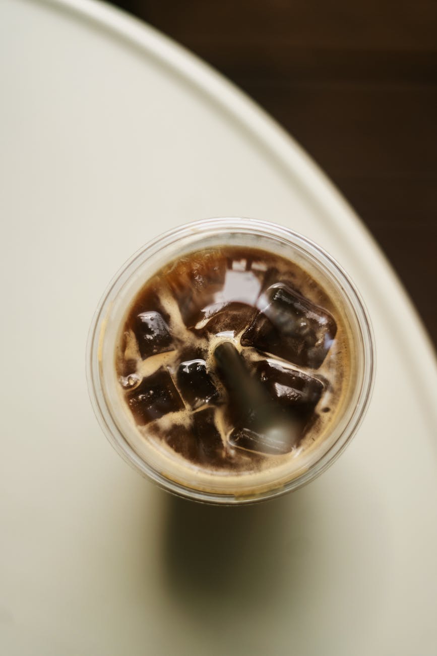 top view of an iced cold beverage