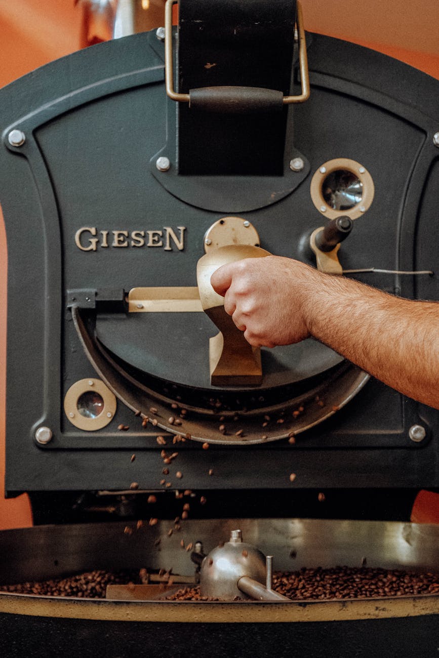 releasing beans from a coffee roaster